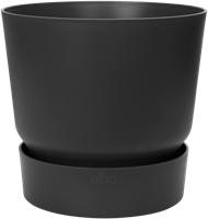 Pot De Fleurs Extérieur Elho Greenville Rond - Lot De 2, 30 Cm, Noir, Plastique Recyclé - 11