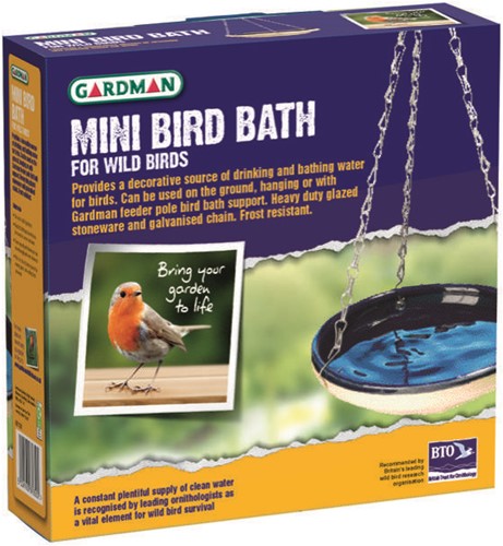 Mini - Vogelbad, glasiert, in Karton